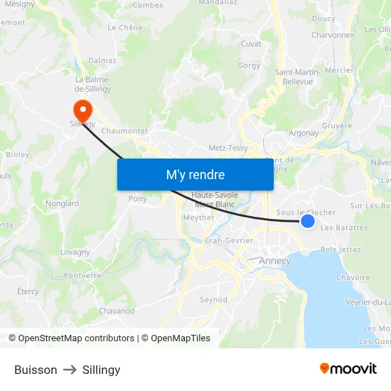 Buisson to Sillingy map
