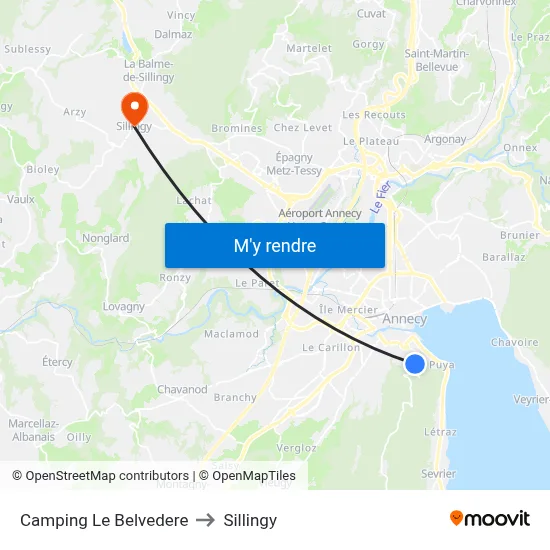 Camping Le Belvedere to Sillingy map