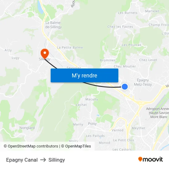 Epagny Canal to Sillingy map