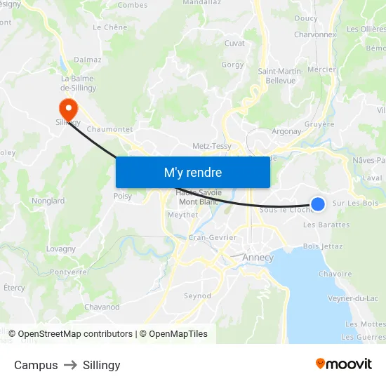 Campus to Sillingy map