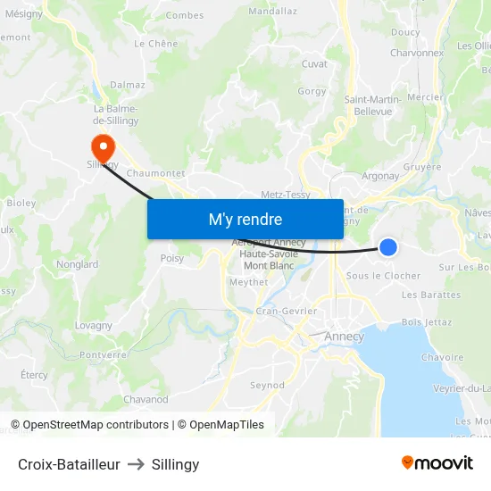 Croix-Batailleur to Sillingy map