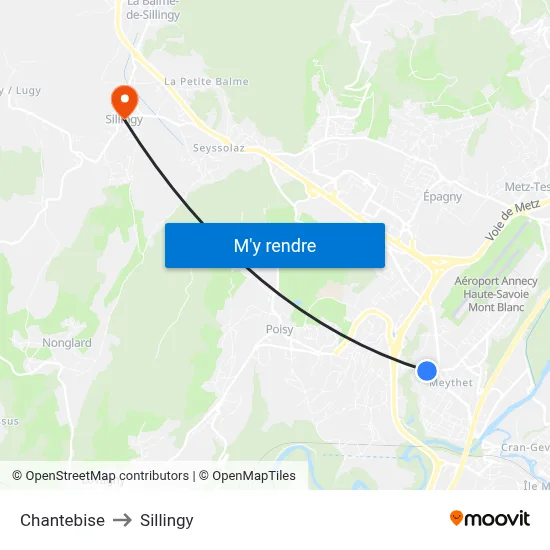 Chantebise to Sillingy map