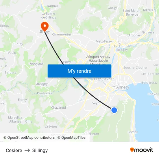 Cesiere to Sillingy map