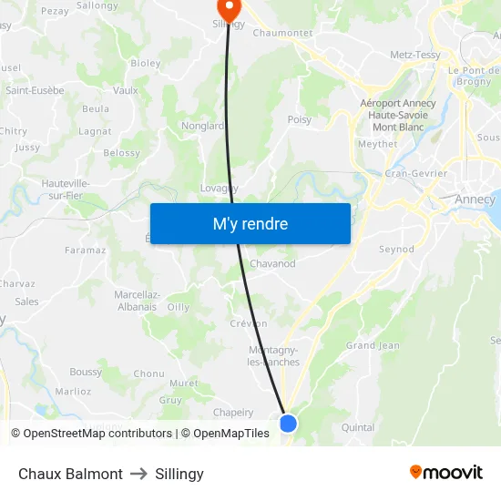 Chaux Balmont to Sillingy map
