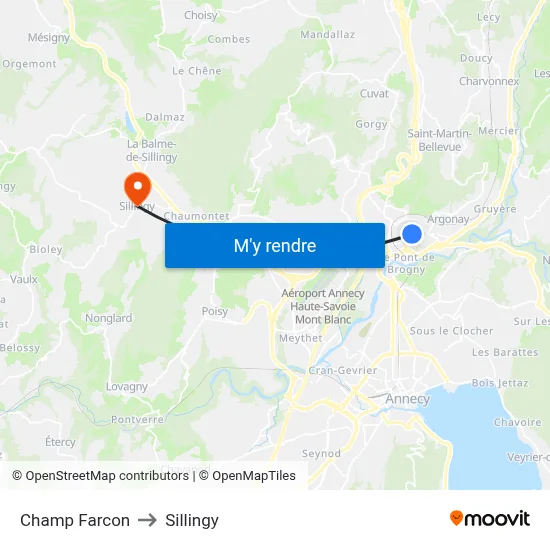 Champ Farcon to Sillingy map