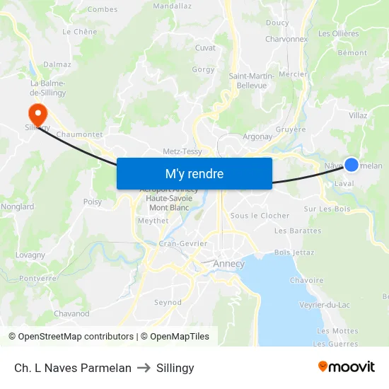 Ch. L Naves Parmelan to Sillingy map