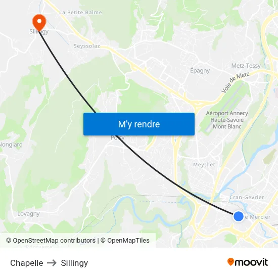 Chapelle to Sillingy map
