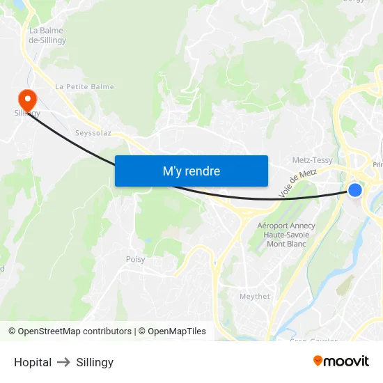 Hopital to Sillingy map
