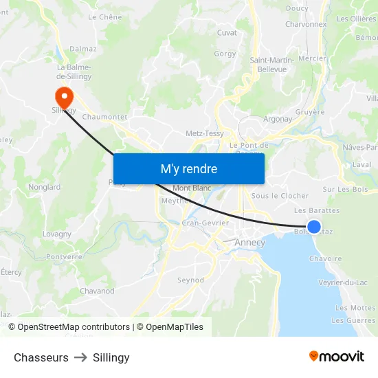 Chasseurs to Sillingy map