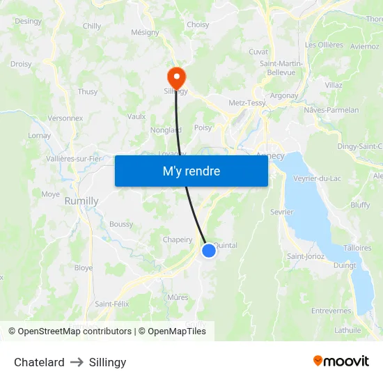 Chatelard to Sillingy map