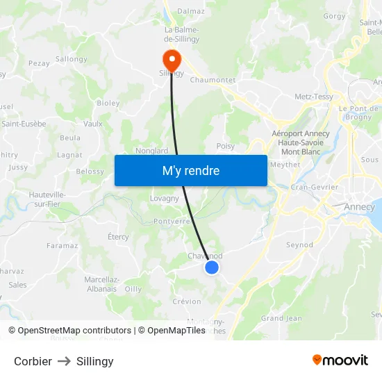 Corbier to Sillingy map