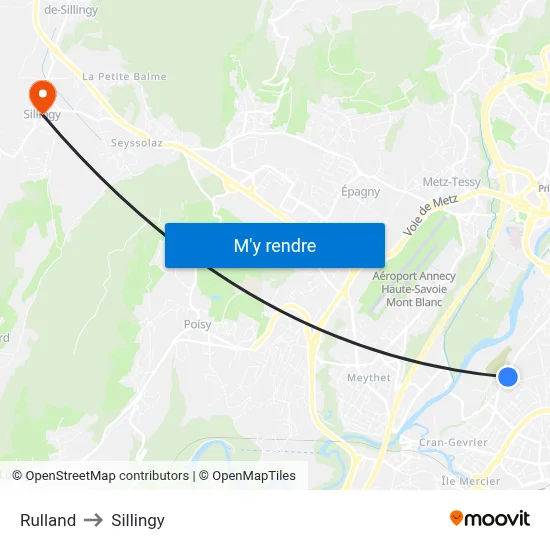 Rulland to Sillingy map
