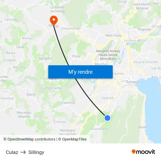 Culaz to Sillingy map