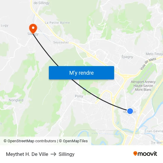 Meythet H. De Ville to Sillingy map