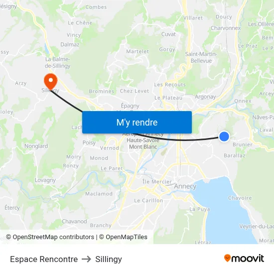 Espace Rencontre to Sillingy map