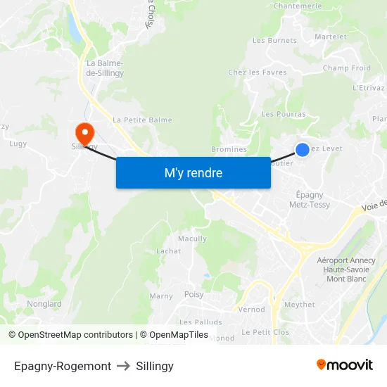 Epagny-Rogemont to Sillingy map