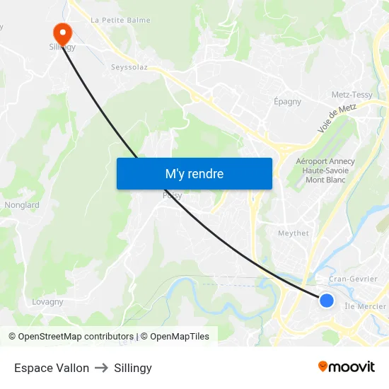Espace Vallon to Sillingy map