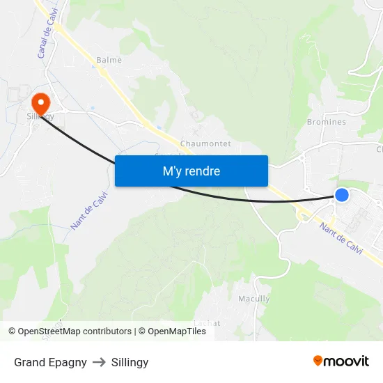Grand Epagny to Sillingy map