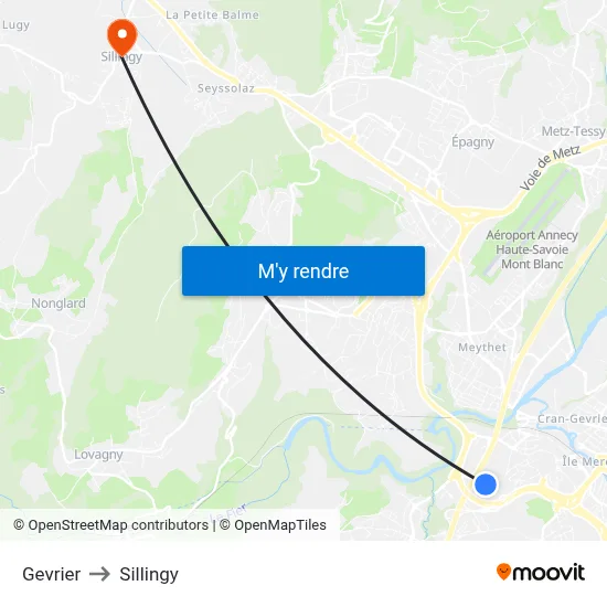 Gevrier to Sillingy map