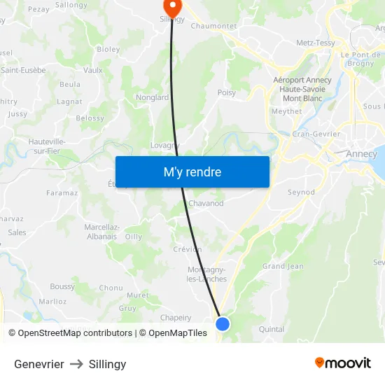 Genevrier to Sillingy map
