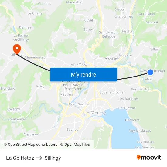 La Goiffetaz to Sillingy map