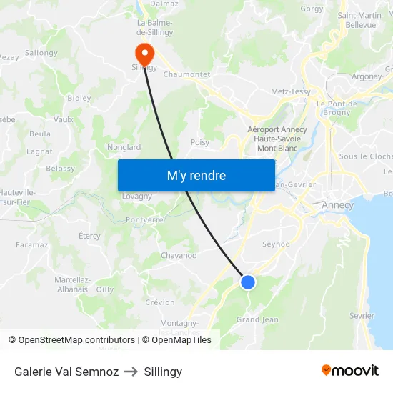Galerie Val Semnoz to Sillingy map