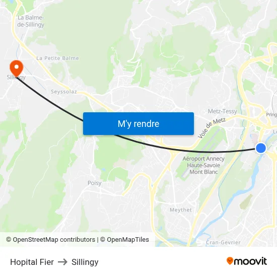 Hopital Fier to Sillingy map