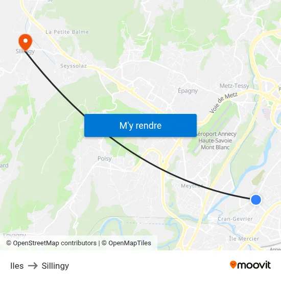 Iles to Sillingy map