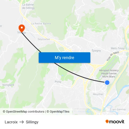 Lacroix to Sillingy map