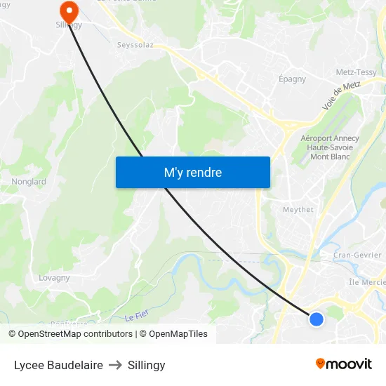 Lycee Baudelaire to Sillingy map