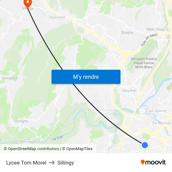 Lycee Tom Morel to Sillingy map