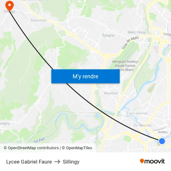 Lycee Gabriel Faure to Sillingy map