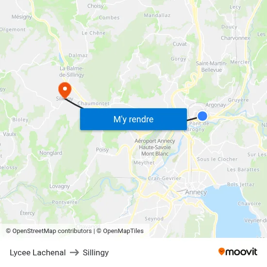 Lycee Lachenal to Sillingy map