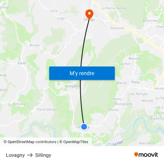 Lovagny to Sillingy map