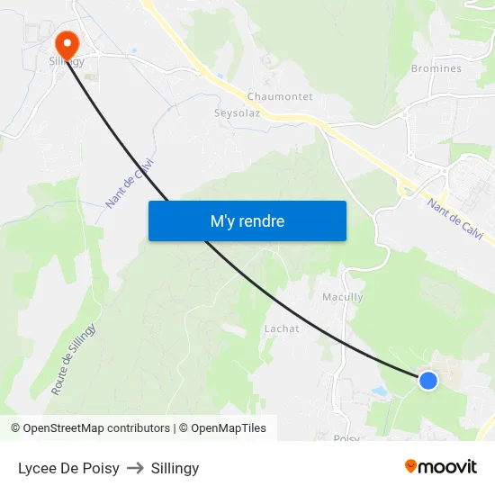 Lycee De Poisy to Sillingy map
