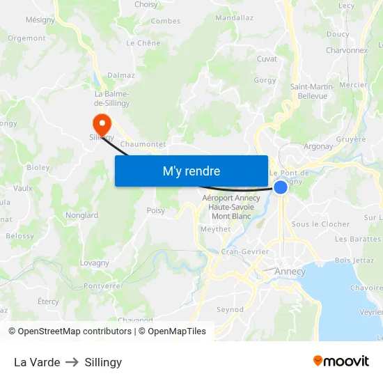 La Varde to Sillingy map