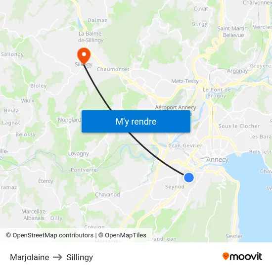 Marjolaine to Sillingy map