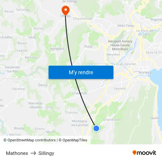 Mathonex to Sillingy map