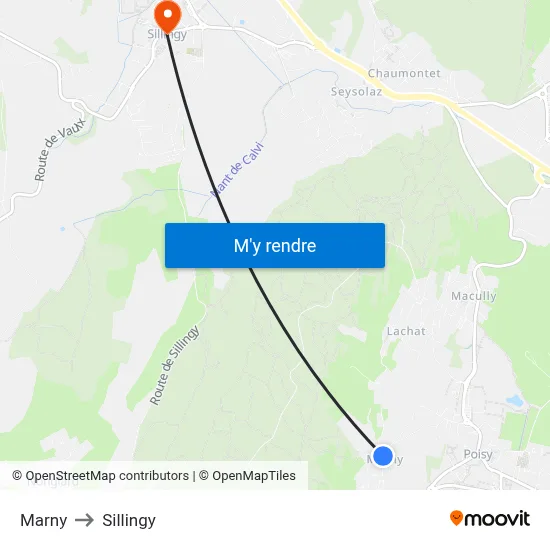 Marny to Sillingy map