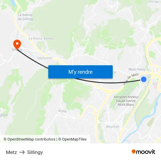 Metz to Sillingy map