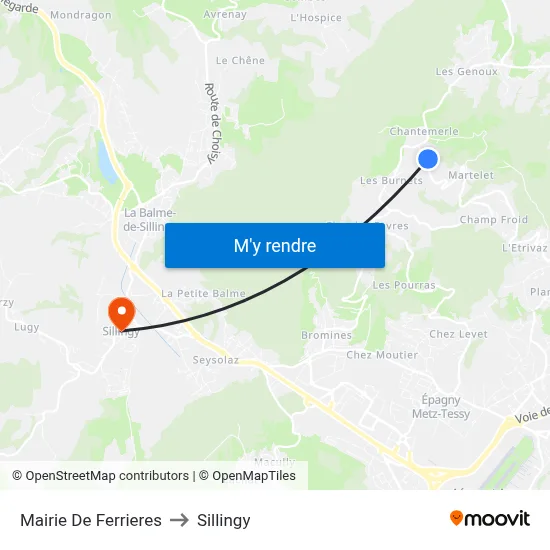 Mairie De Ferrieres to Sillingy map