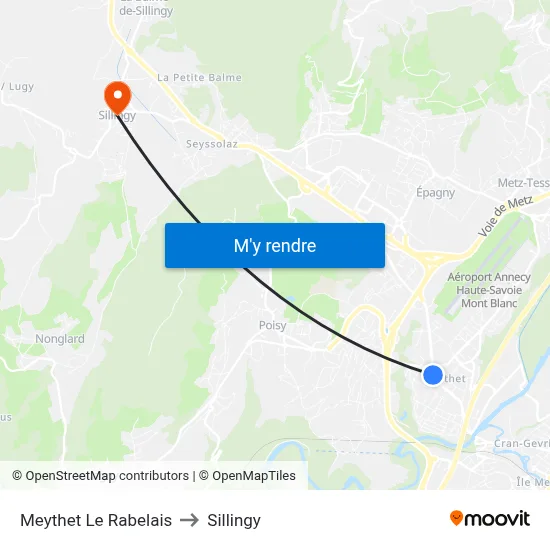 Meythet Le Rabelais to Sillingy map