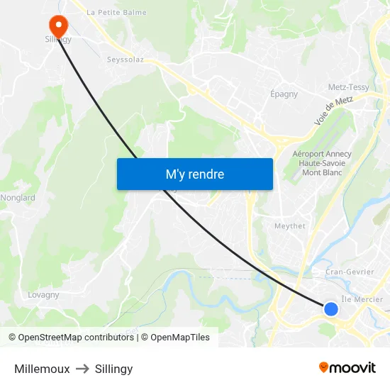 Millemoux to Sillingy map
