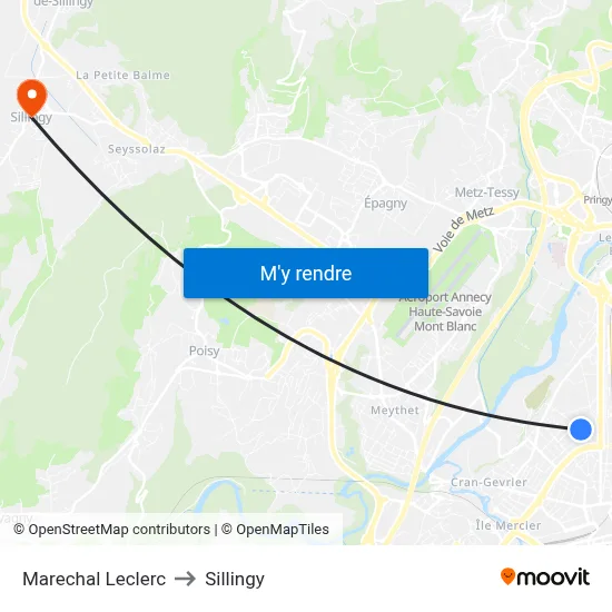 Marechal Leclerc to Sillingy map