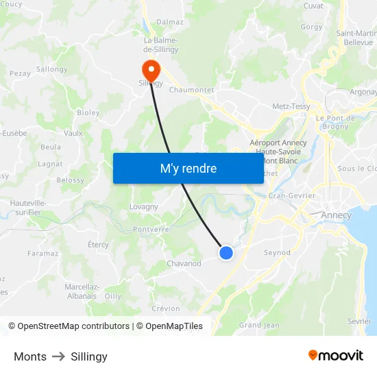 Monts to Sillingy map