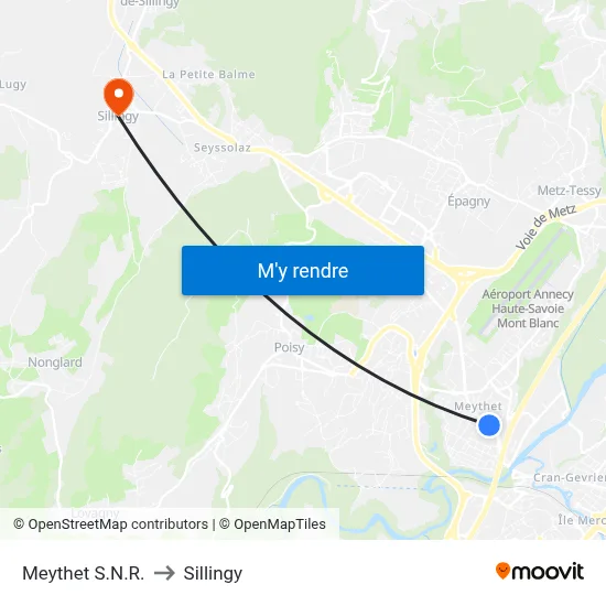 Meythet S.N.R. to Sillingy map