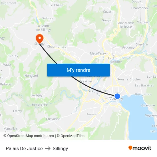 Palais De Justice to Sillingy map