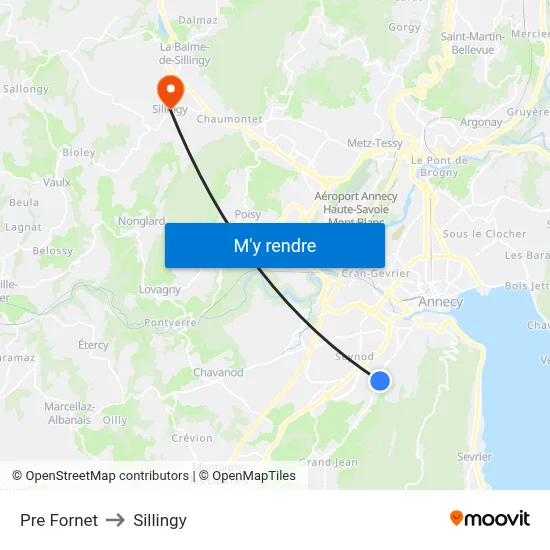 Pre Fornet to Sillingy map
