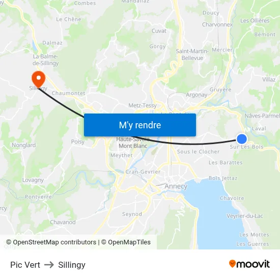 Pic Vert to Sillingy map