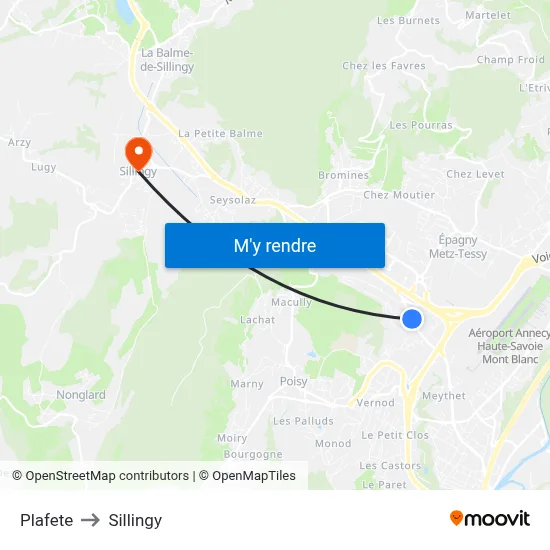 Plafete to Sillingy map